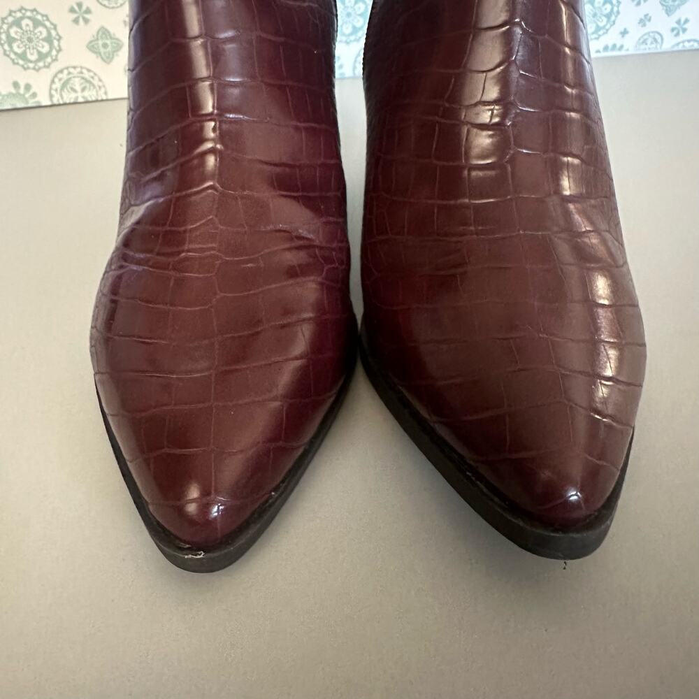 Liz Claiborne red brown croc print faux leather pointed toes 3.5” heels size 8.5 - Picture 11 of 13